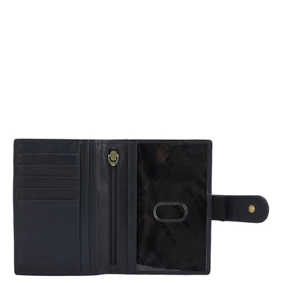 Plain Leather Passport Case - Navy