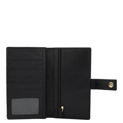 Croco Leather Passport Case - Black