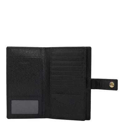 Croco Leather Passport Case - Black