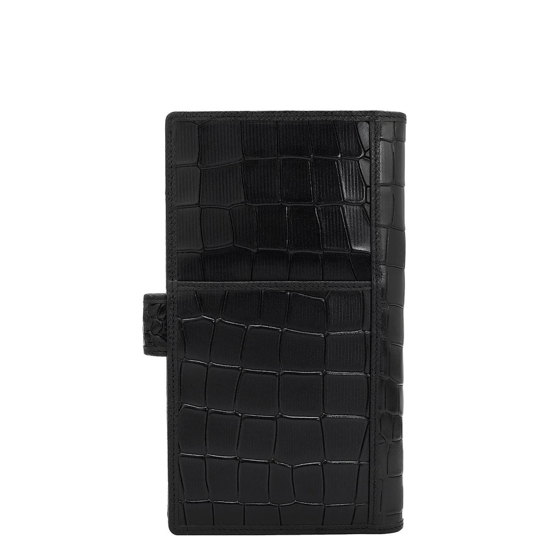 Croco Leather Passport Case - Black