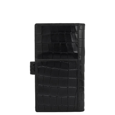Croco Leather Passport Case - Black