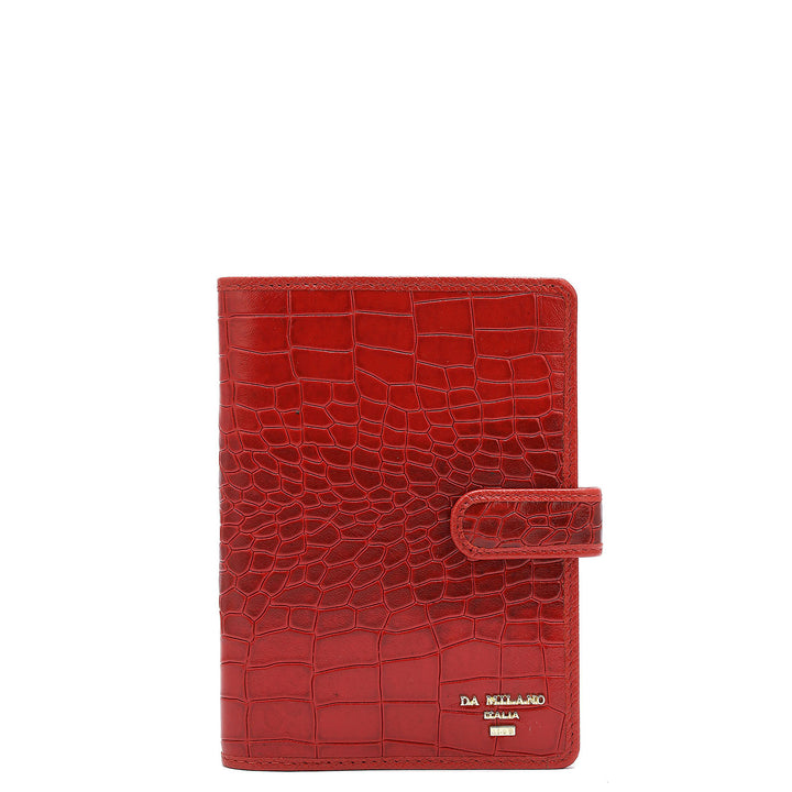 Croco Leather Passport Case - Red