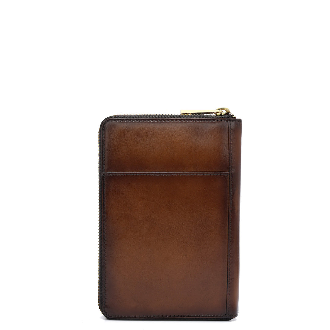 Plain Leather Passport Case - Cognac