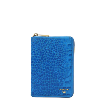 Croco Leather Passport Case - Blue