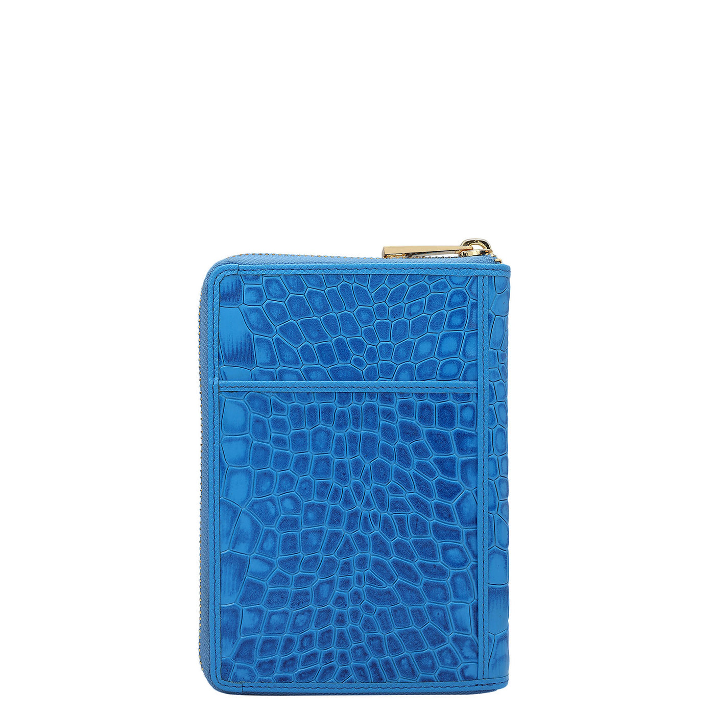 Croco Leather Passport Case - Blue