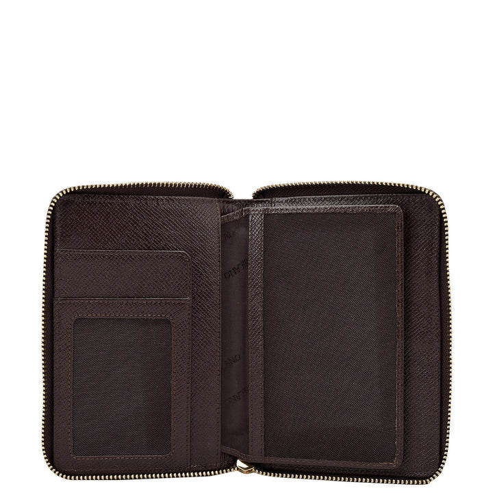 Croco Leather Passport Case - Brown