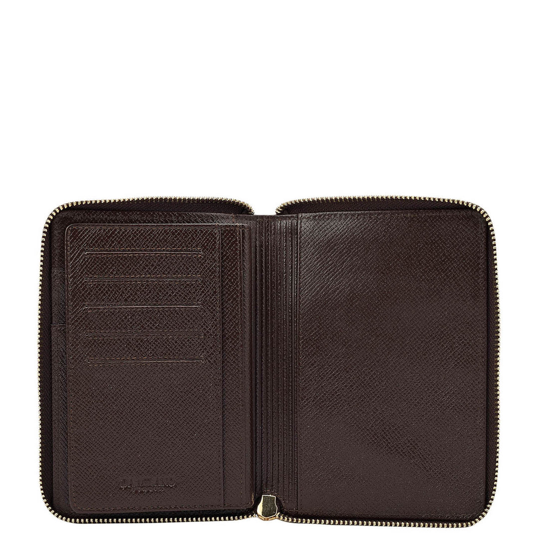 Croco Leather Passport Case - Brown