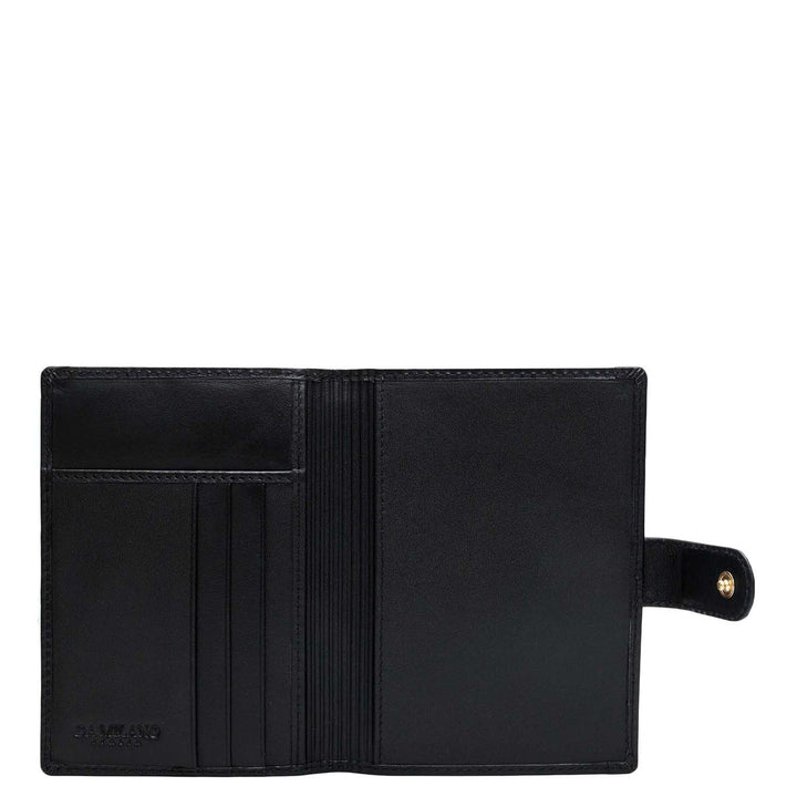 Mat Emboss Plain Leather Passport Case - Black