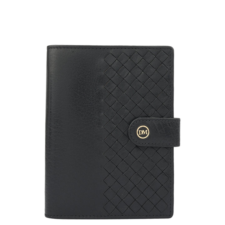 Mat Plain Leather Passport Case - Black