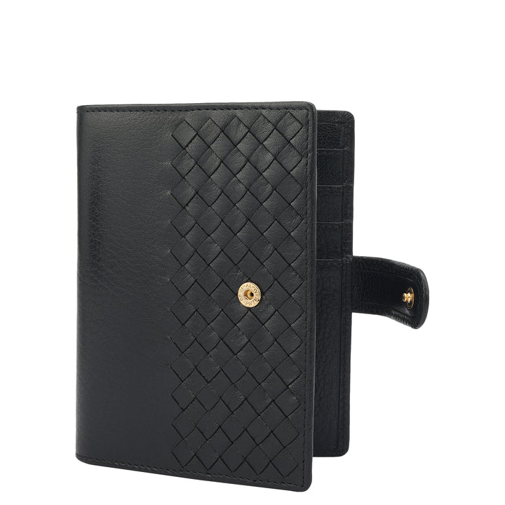 Mat Plain Leather Passport Case - Black