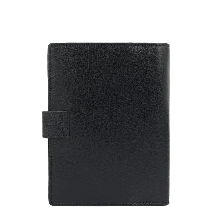 Mat Plain Leather Passport Case - Black