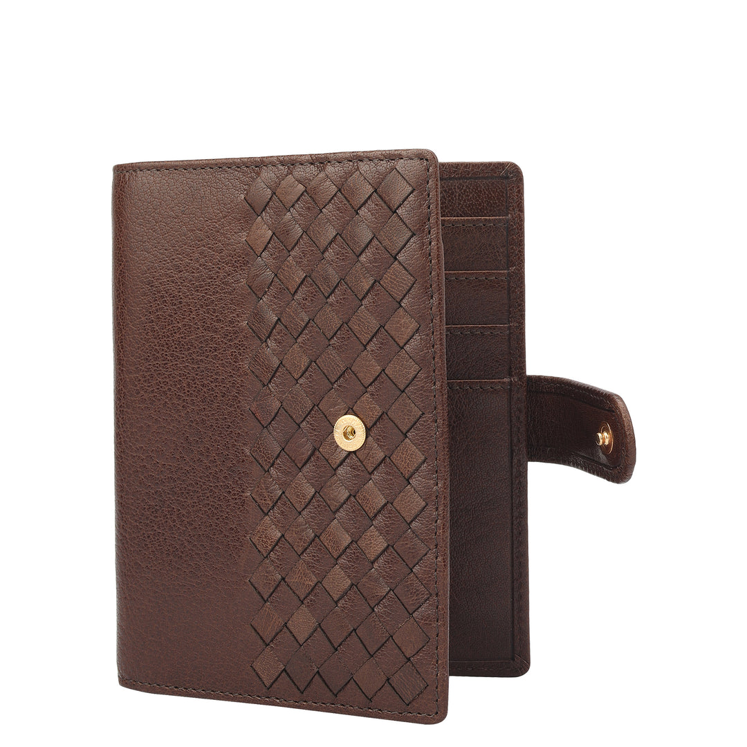 Mat Plain Leather Passport Case - Brown