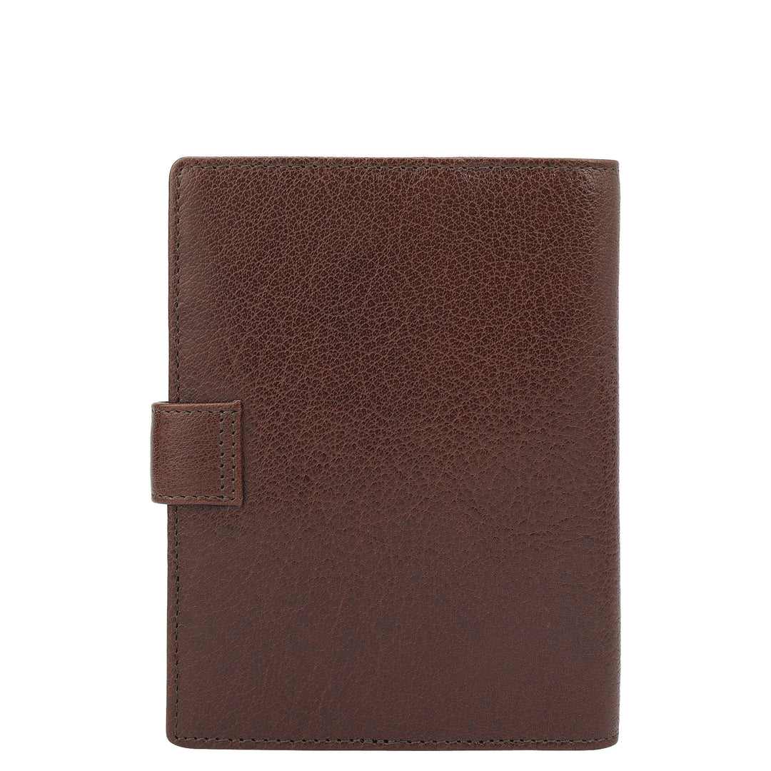 Mat Plain Leather Passport Case - Brown
