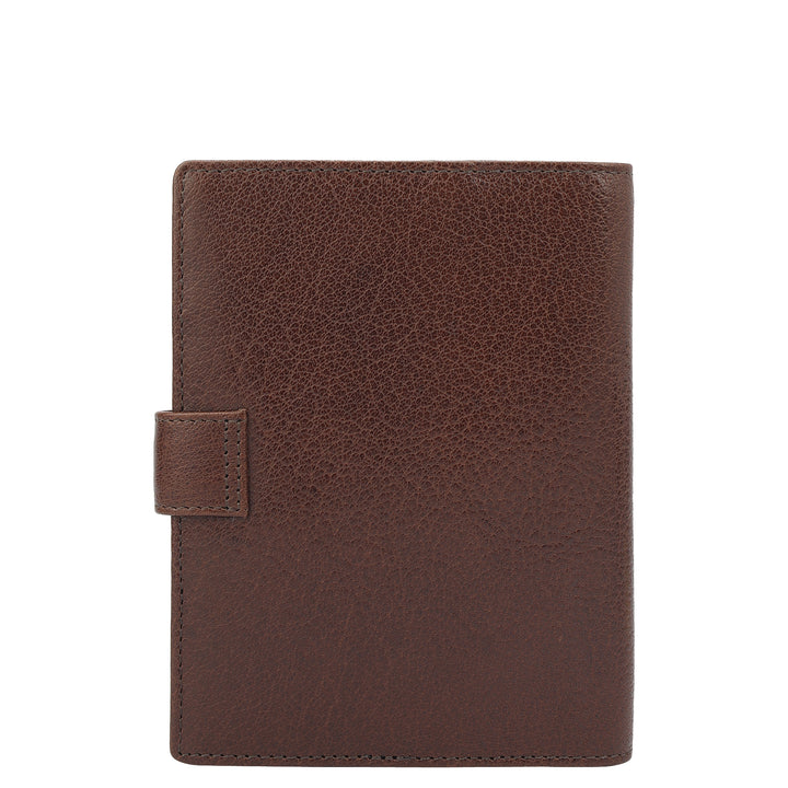 Mat Plain Leather Passport Case - Brown