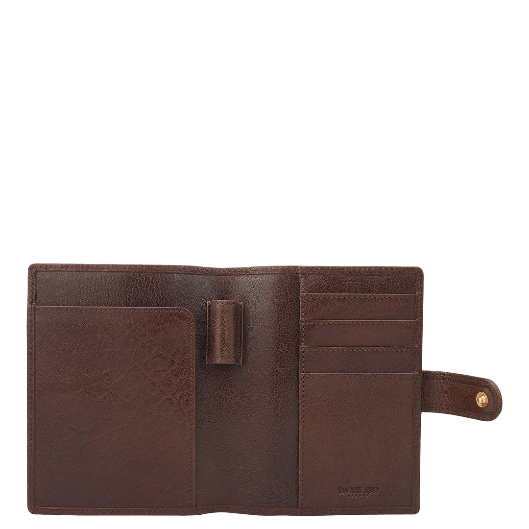 Mat Plain Leather Passport Case - Brown