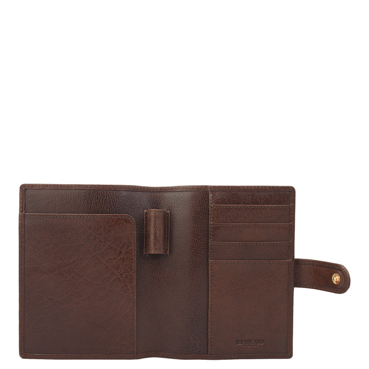Mat Plain Leather Passport Case - Brown