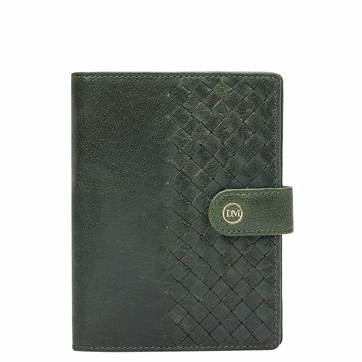 Mat Plain Leather Passport Case - Petrol Green