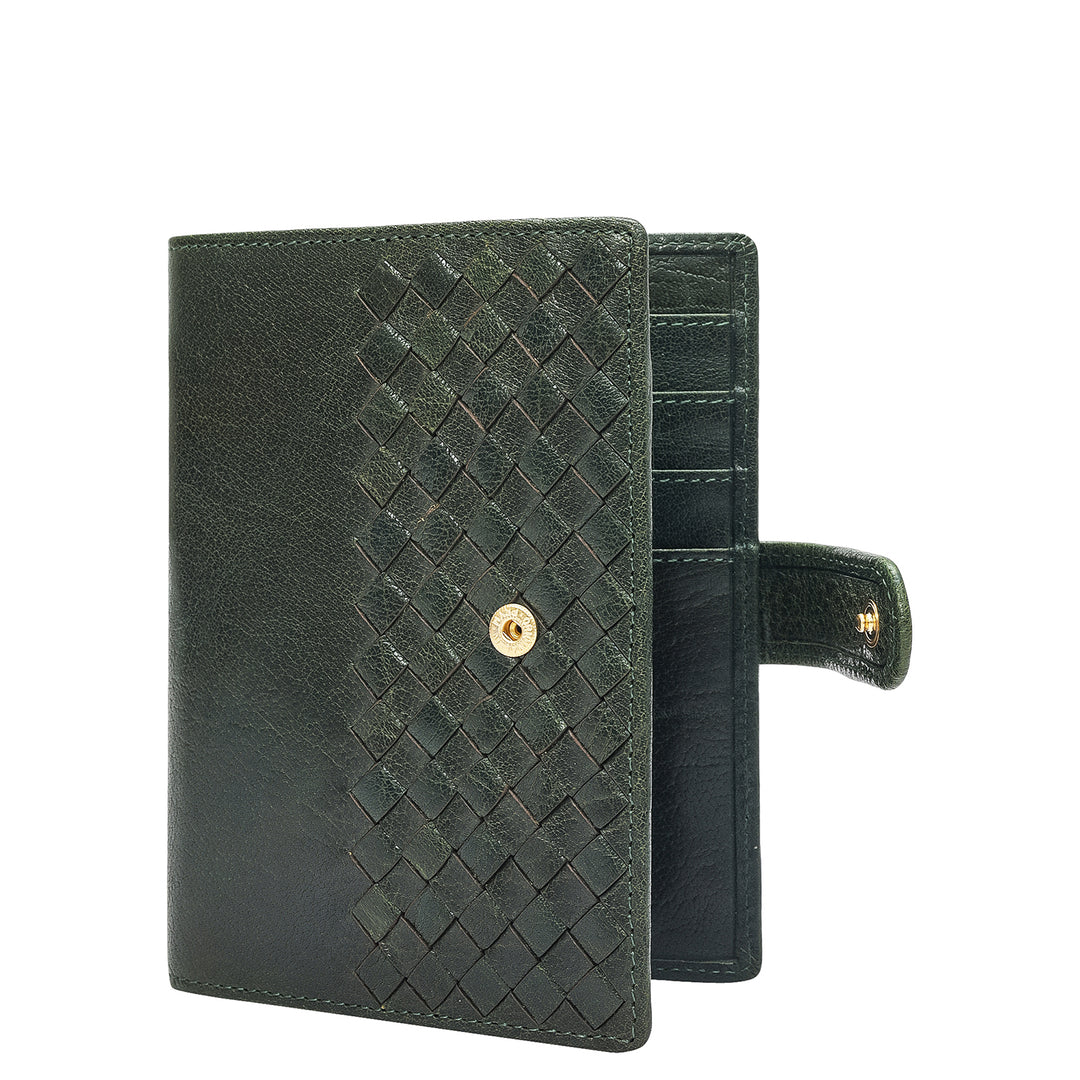 Mat Plain Leather Passport Case - Petrol Green