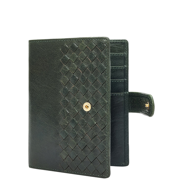 Mat Plain Leather Passport Case - Petrol Green