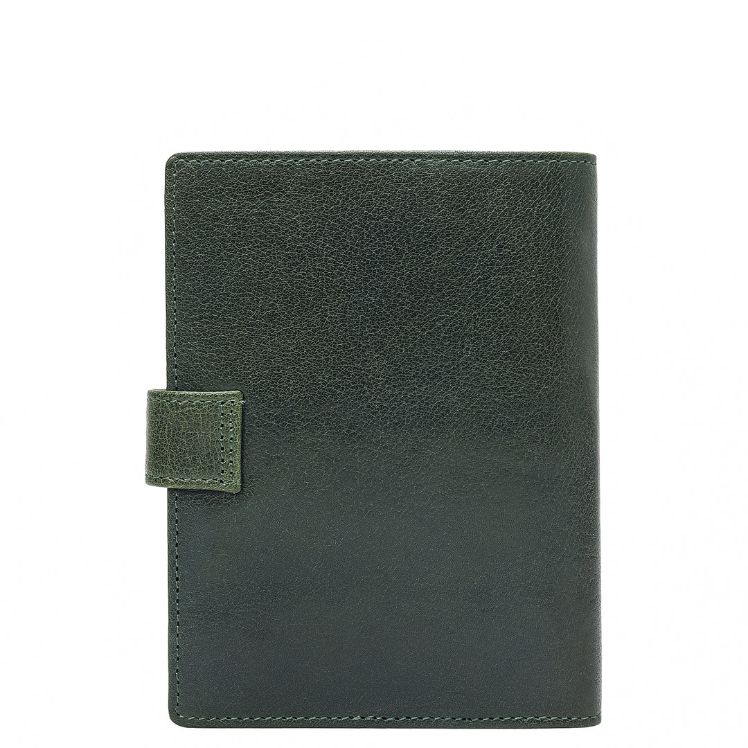 Mat Plain Leather Passport Case - Petrol Green
