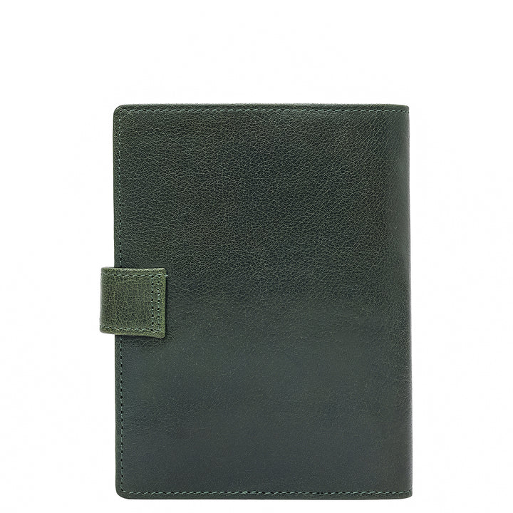 Mat Plain Leather Passport Case - Petrol Green