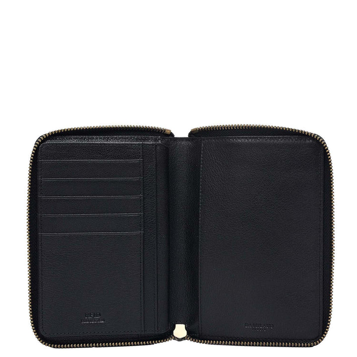 Croco Leather Passport Case - Black