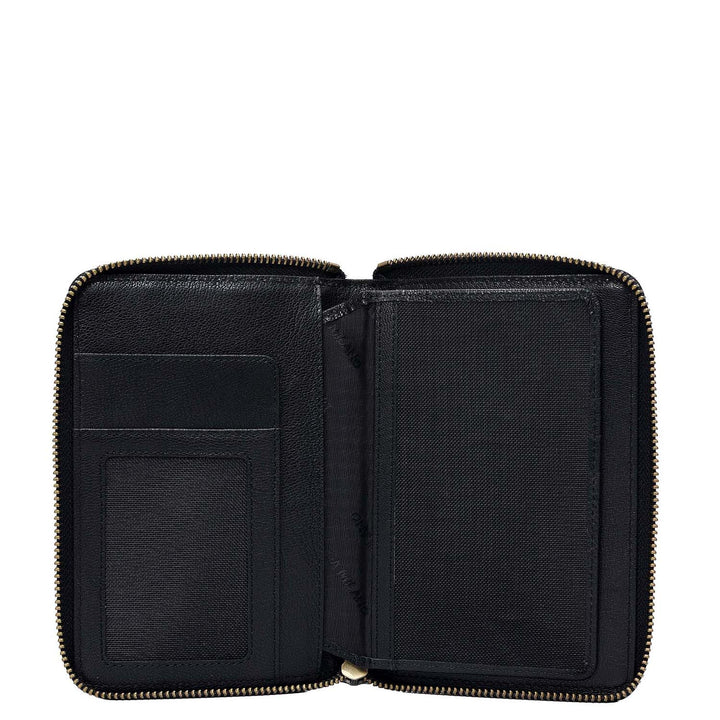 Croco Leather Passport Case - Black