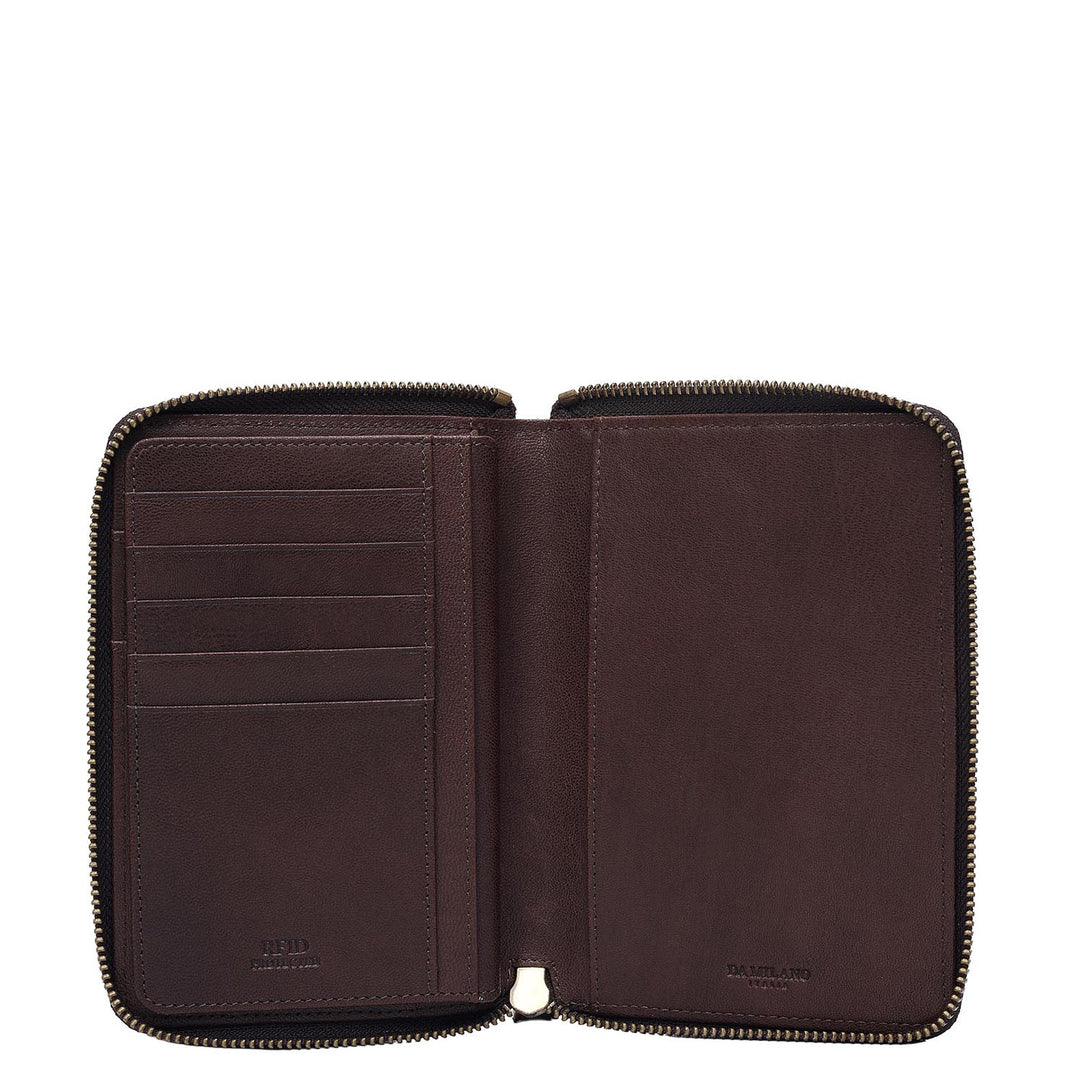 Croco Leather Passport Case - Brown