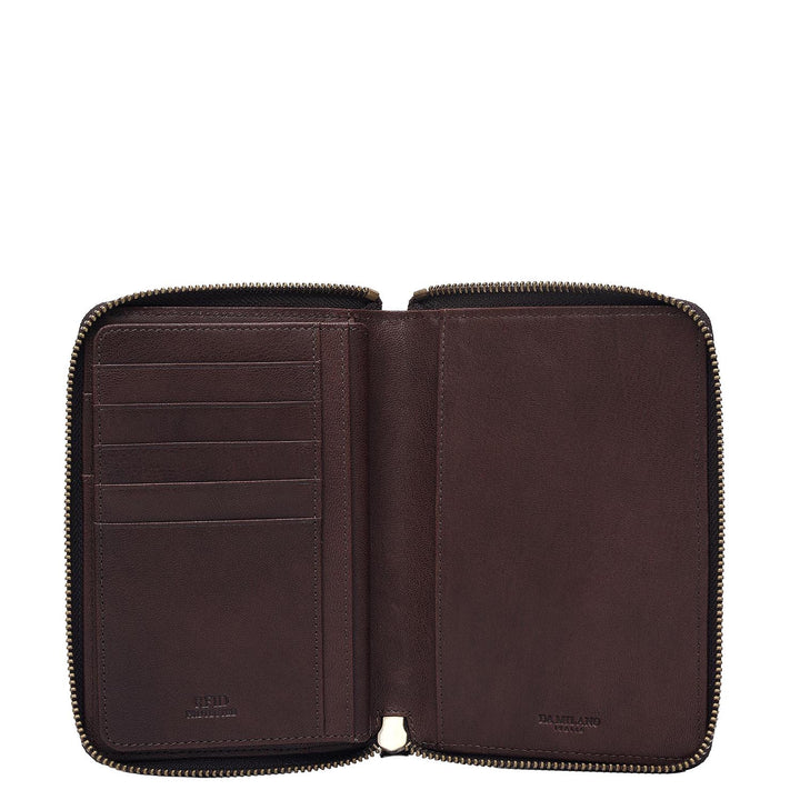 Croco Leather Passport Case - Brown