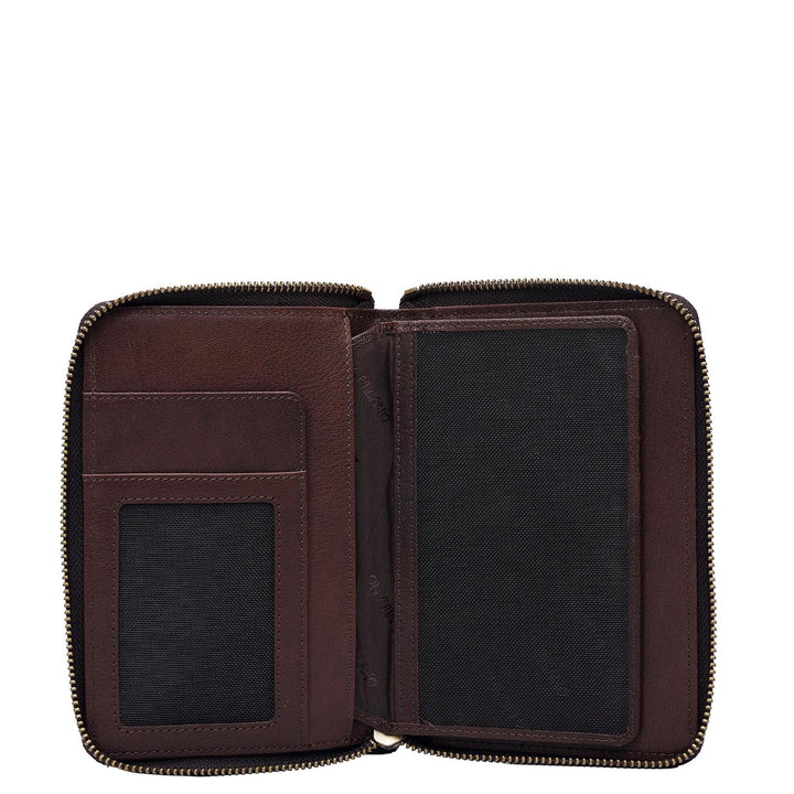 Croco Leather Passport Case - Brown