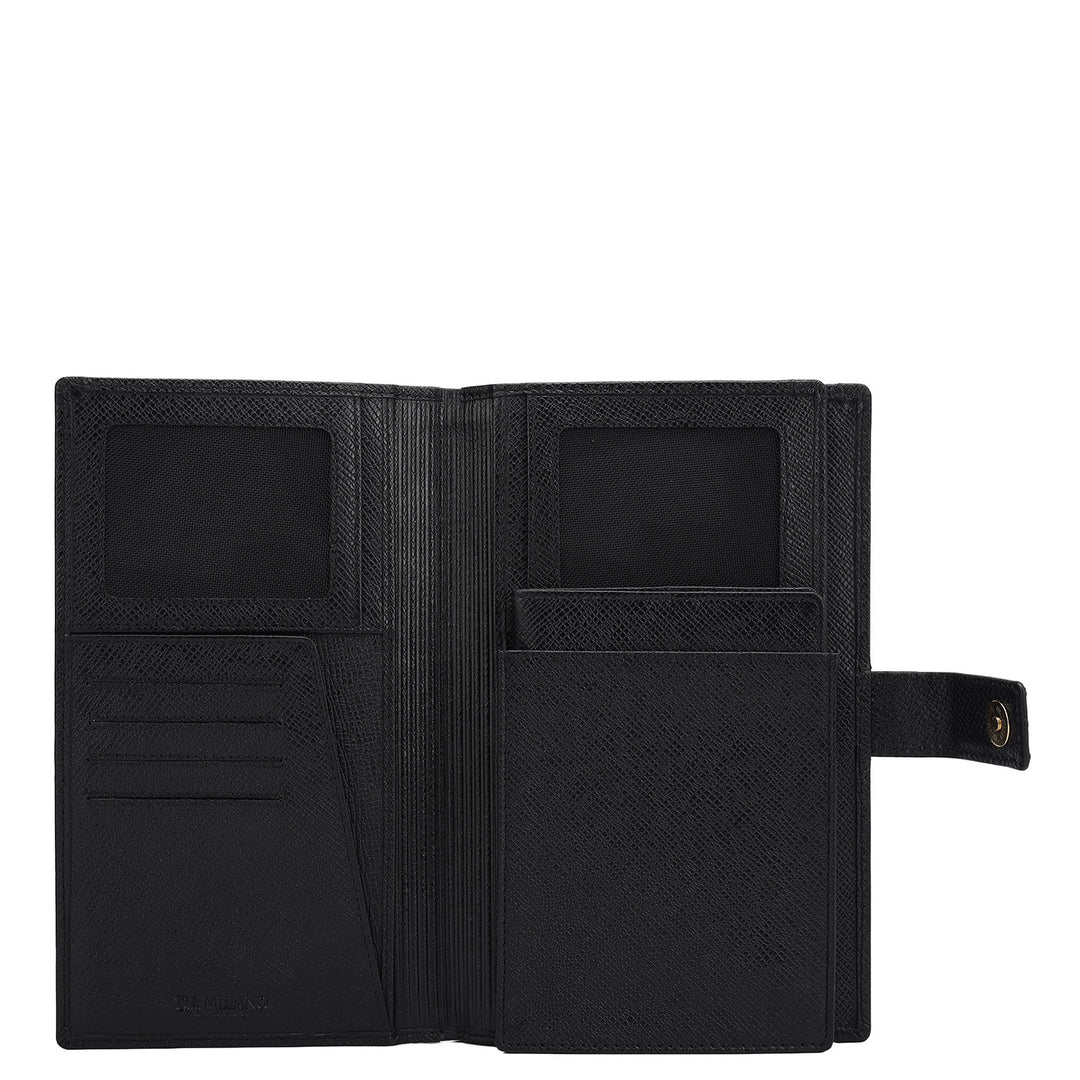 Croco Leather Passport Case - Black
