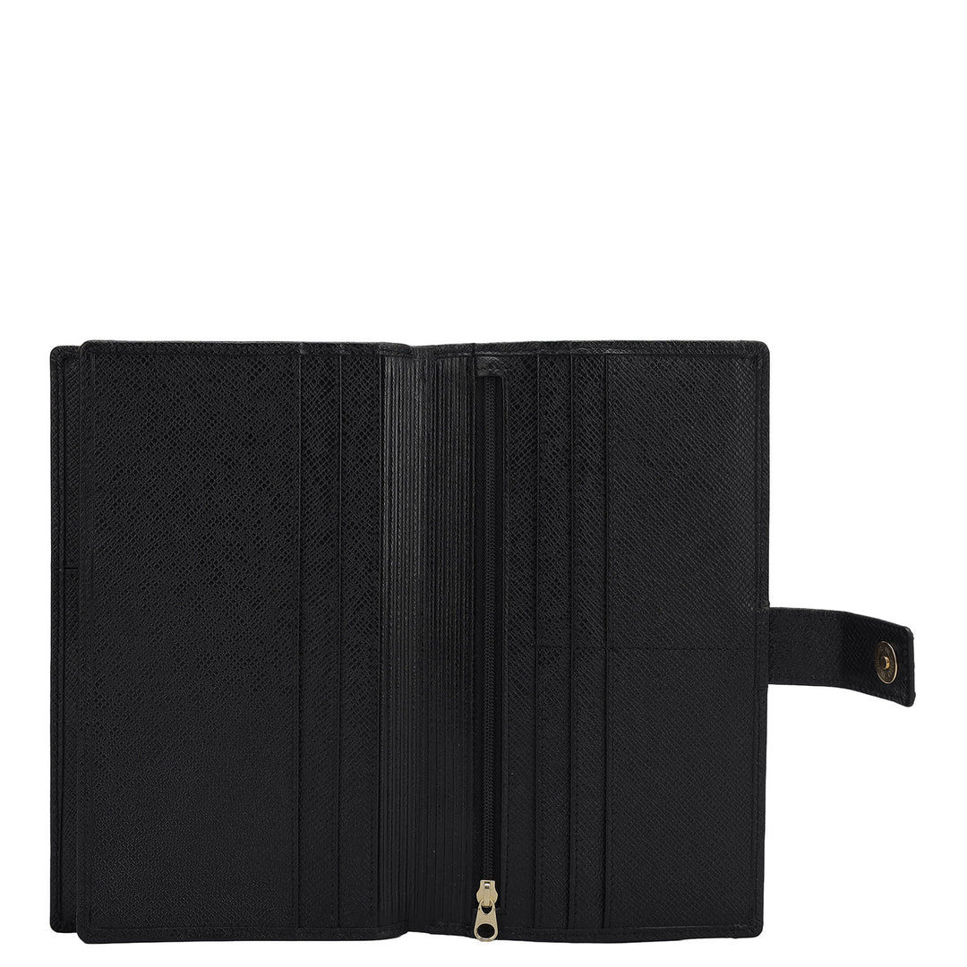 Croco Leather Passport Case - Black