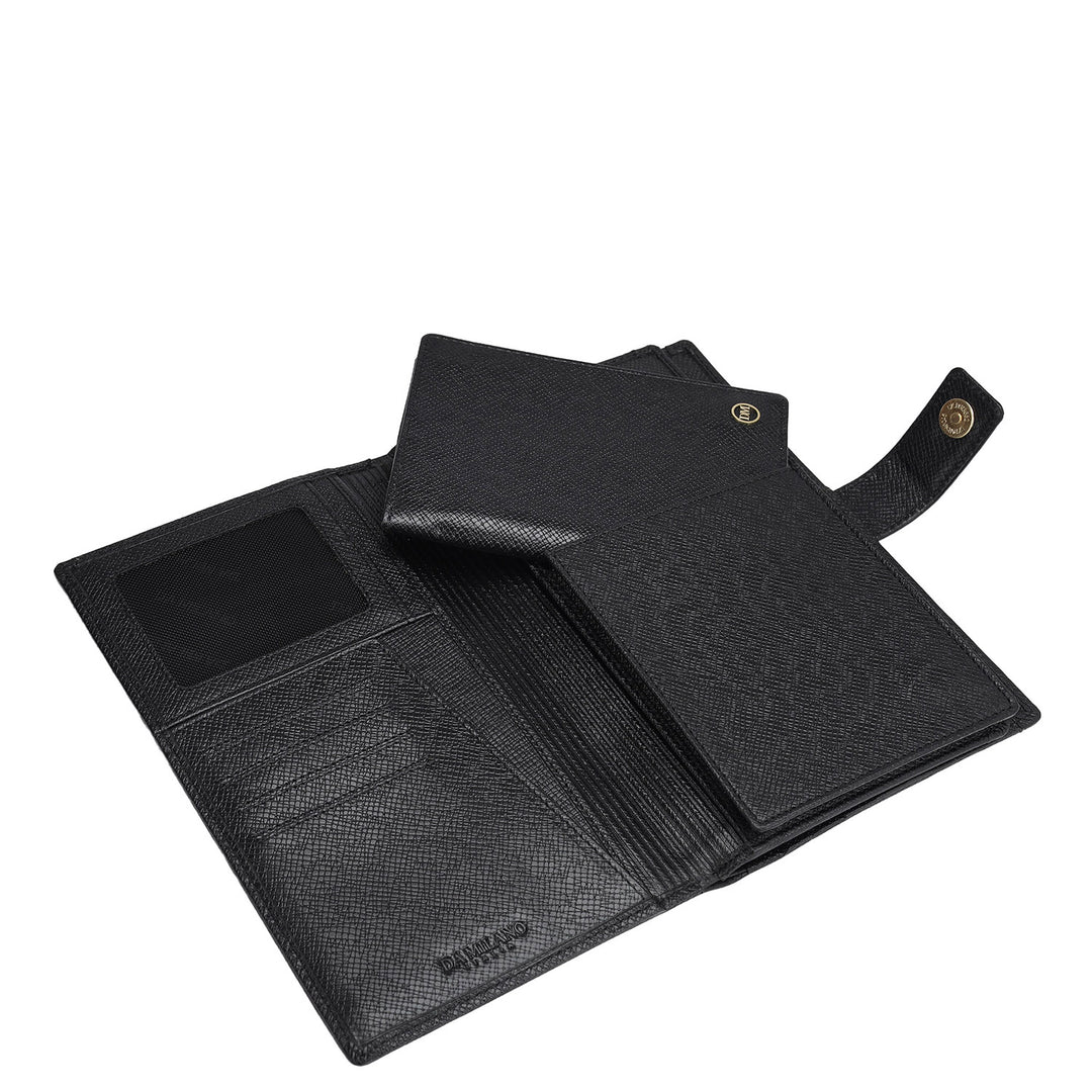 Croco Leather Passport Case - Black