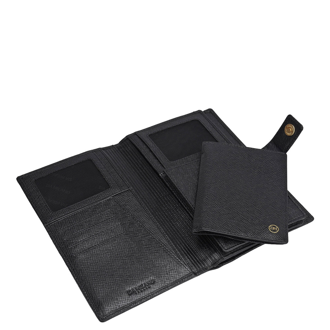 Croco Leather Passport Case - Black
