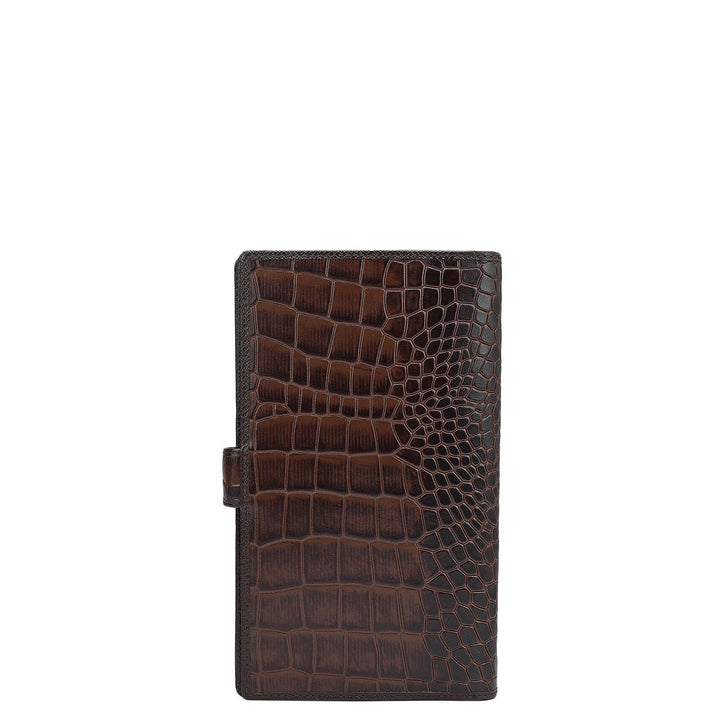 Croco Leather Passport Case - Brown