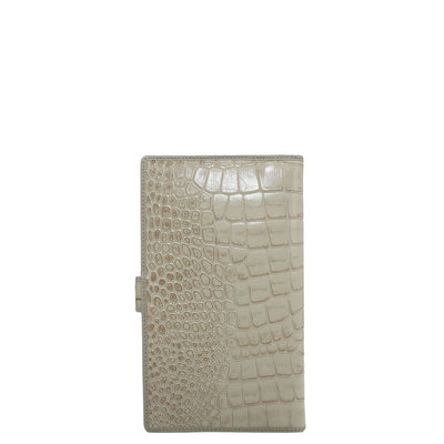 Croco Leather Passport Case - Frost