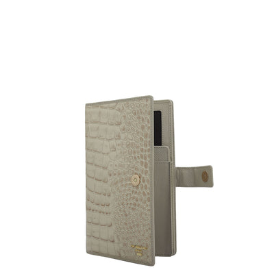 Croco Leather Passport Case - Frost