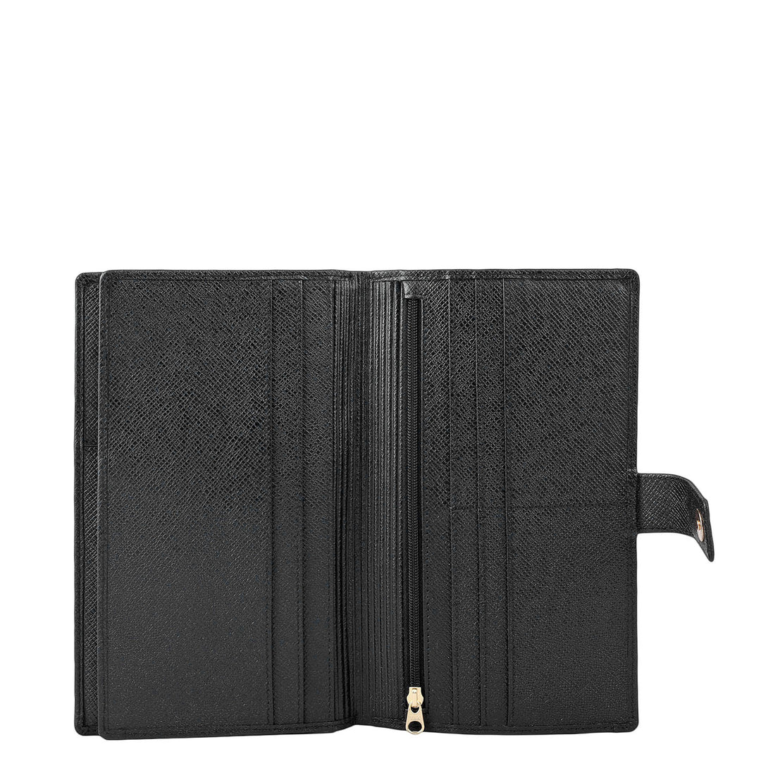 Croco Leather Passport Case - Black