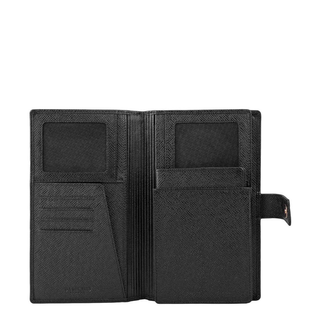 Croco Leather Passport Case - Black