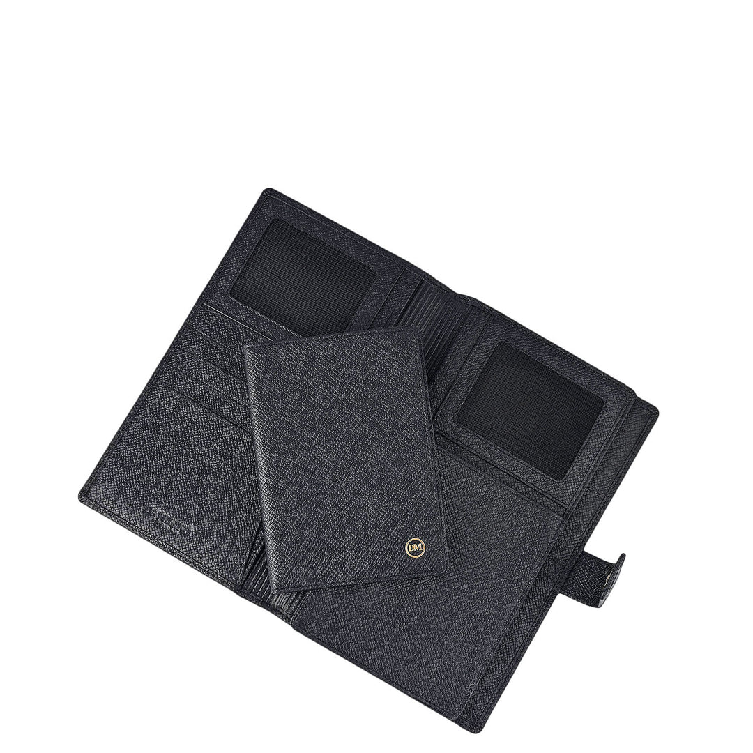 Croco Leather Passport Case - Black