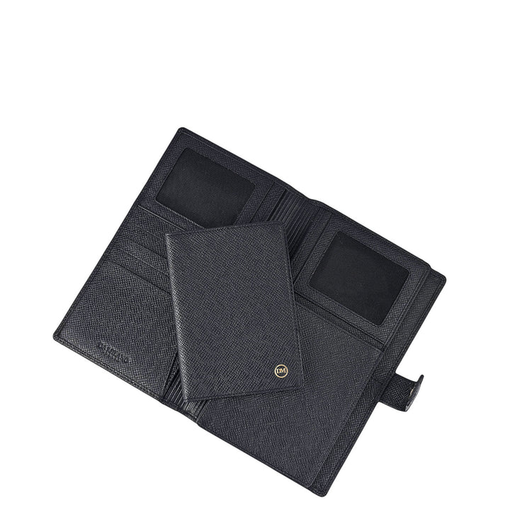 Croco Leather Passport Case - Black