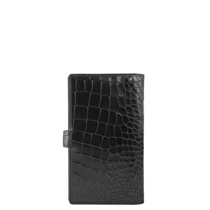 Croco Leather Passport Case - Black