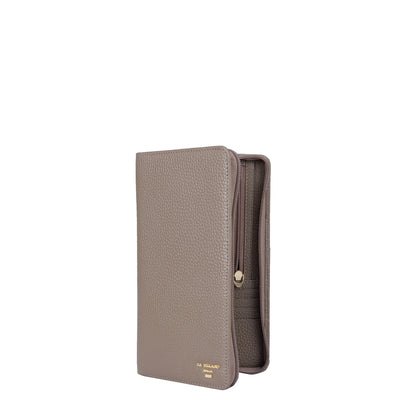 Wax Leather Passport Case - Taupe