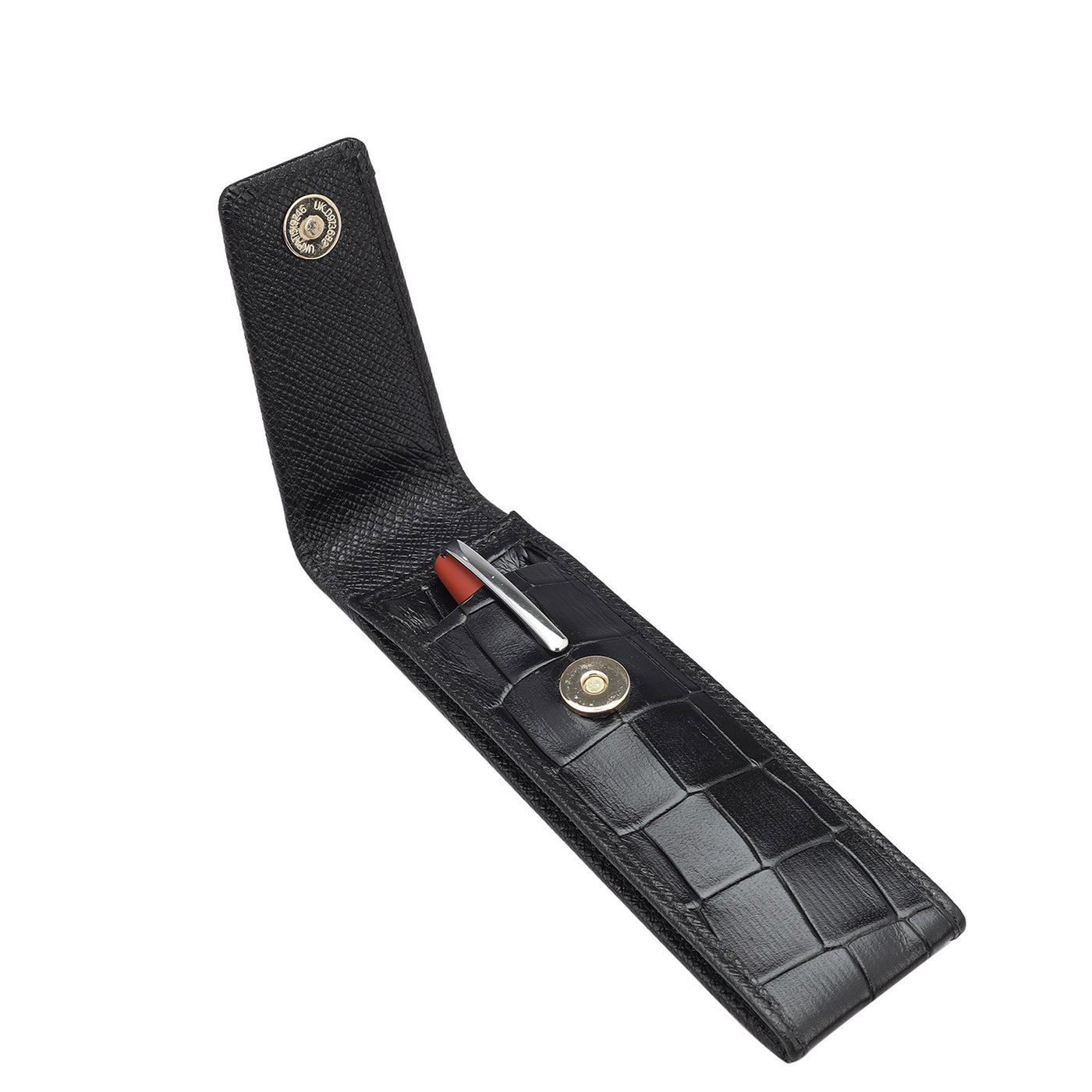 Croco Leather Pen Case - Black
