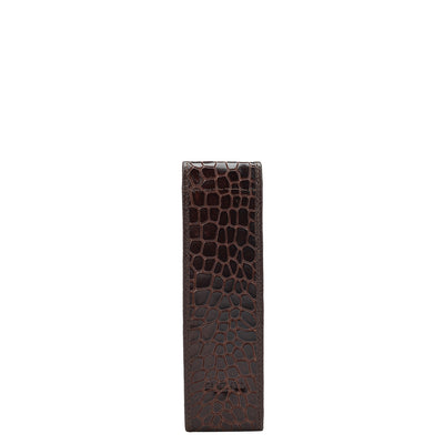 Croco Leather Pen Case - Brown