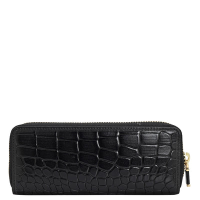 Croco Leather Pen Case - Black