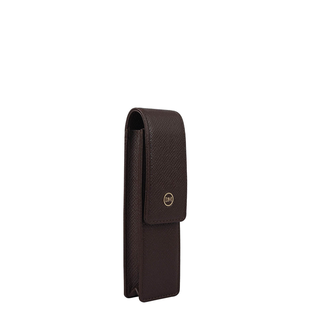 Franzy Leather Pen Case - Chocolate