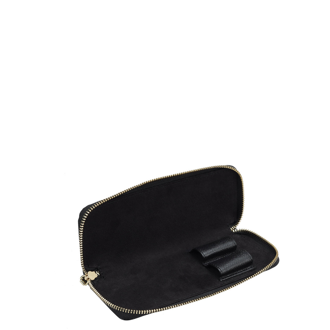 Croco Leather Pen Case - Black