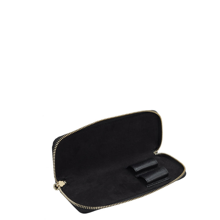 Croco Leather Pen Case - Black