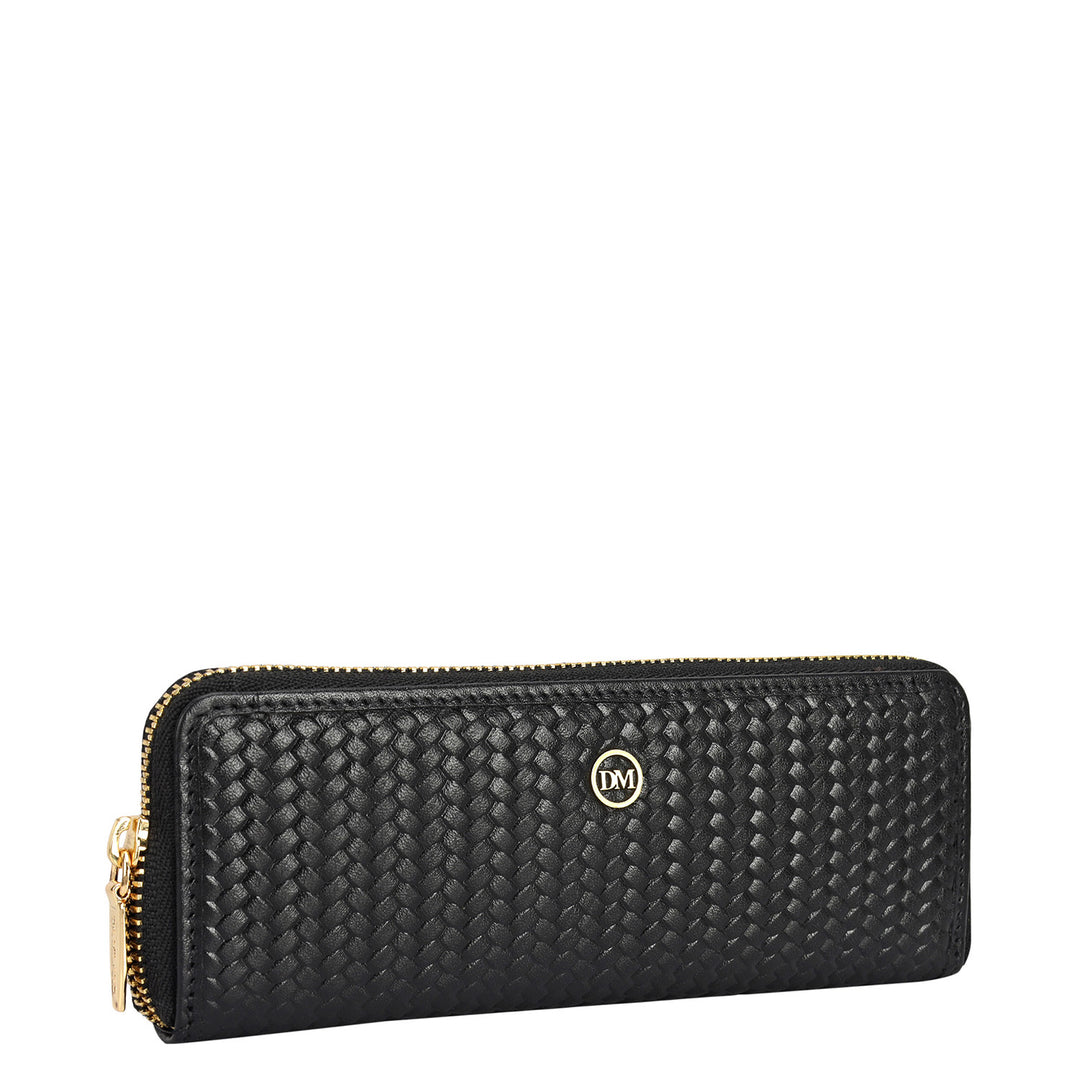 Mat Emboss Leather Pen Case - Black